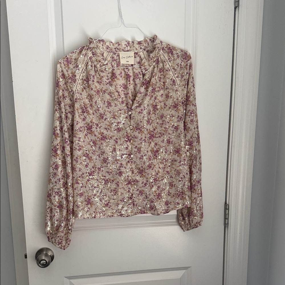 Floral Ruffle Collar Blouse